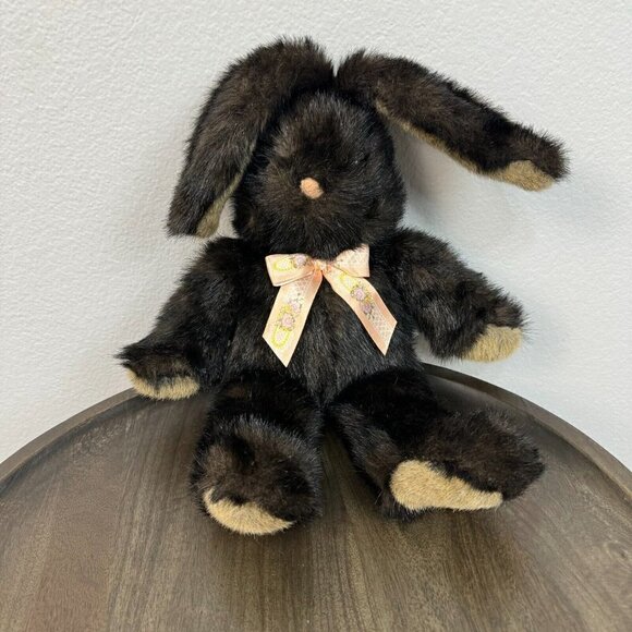 Commonwealth Easter Bunny Rabbit Plush Bow Stuffed Toy Brown Medium